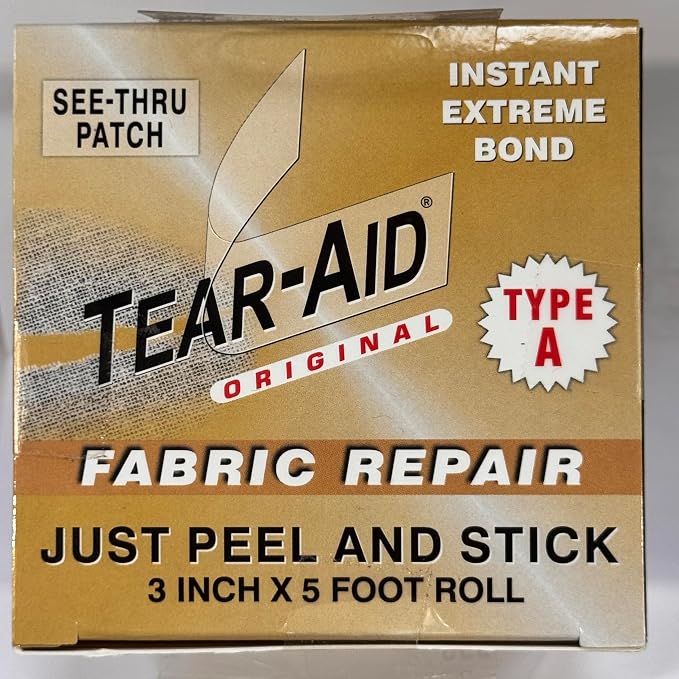 Tear-Aid Fabric Repair Kit, Type A Clear Patch for Canvas, Fiberglass, Leather, Polyester, Nylon & More, 3in x 5ft Roll, Single Pack | cycling-tire-repair-kits