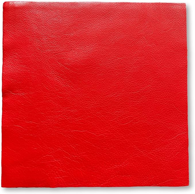 Natural Grain Cow Leathers: 12'' x 12'' Pre-Cut Leather Pieces (Red, 1 Piece)