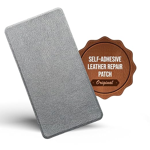 MastaPlasta Self-Adhesive Premium Leather Repair Patch - Silver 8in x 4in (20 x 10 cm). Your Instant Stick-On Upholstery-Quality Leather Repair Kit for Couches, Car Interiors, Bags & DIY