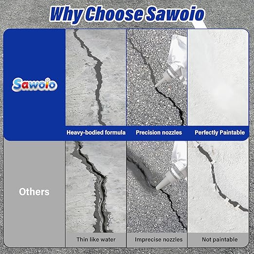 Concrete Crack Filler, 33.8 fl oz Self-Leveling Flexible Repair Sealant, High Elasticity Cement Crack Filler for Driveway, Sidewalk, Foundation, Indoor/Outdoor Use