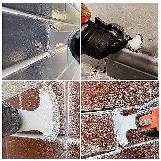 Ettonsun 5 Pcs Diamond Oscillating Tool Blades, Segment Swing Multitool Mortar Cutting Saw Blades for Grit Grout Removal & Soft Tile Cut
