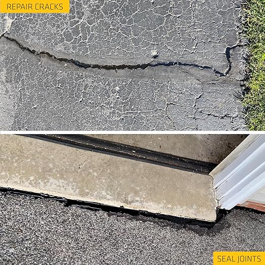 SIKA Sikaflex-410 Asphalt Sealant, Black, Self-Leveling Hybrid Sealant for Filling Cracks in Asphalt Driveways, Roadways, and Pavements - 9 fl. oz. Cartridge, Fills Cracks up to 1.5 in. Wide