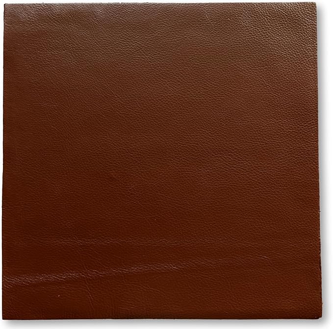 Natural Grain Cow Leathers: 12'' x 12'' Pre-Cut Leather Pieces (Brandy, 1 Piece)