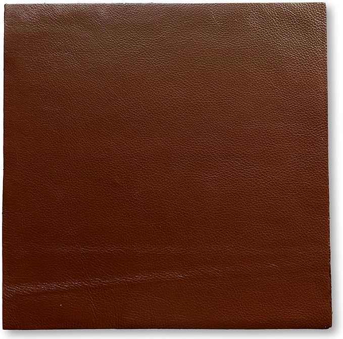 Natural Grain Cow Leathers: 12'' x 12'' Pre-Cut Leather Pieces (Brandy, 5 Pieces)