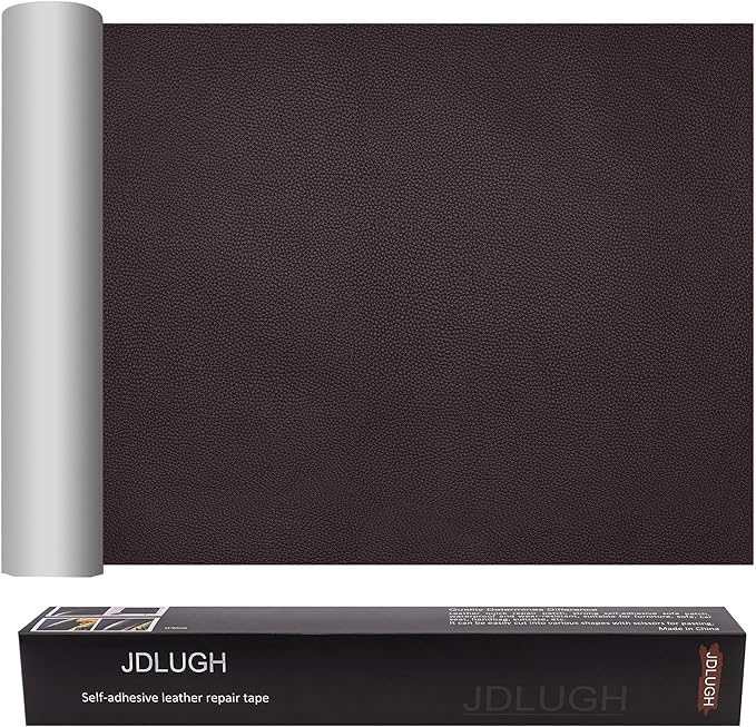 JDLUGH Sofa Leather Repair Patch Tape, Large Self Adhesive Couch, Car Seat, Office Chair, Leather Furniture, Vinyl Repair Patch Kit for Furniture (15 * 60 Inch, Dark brown2.0)