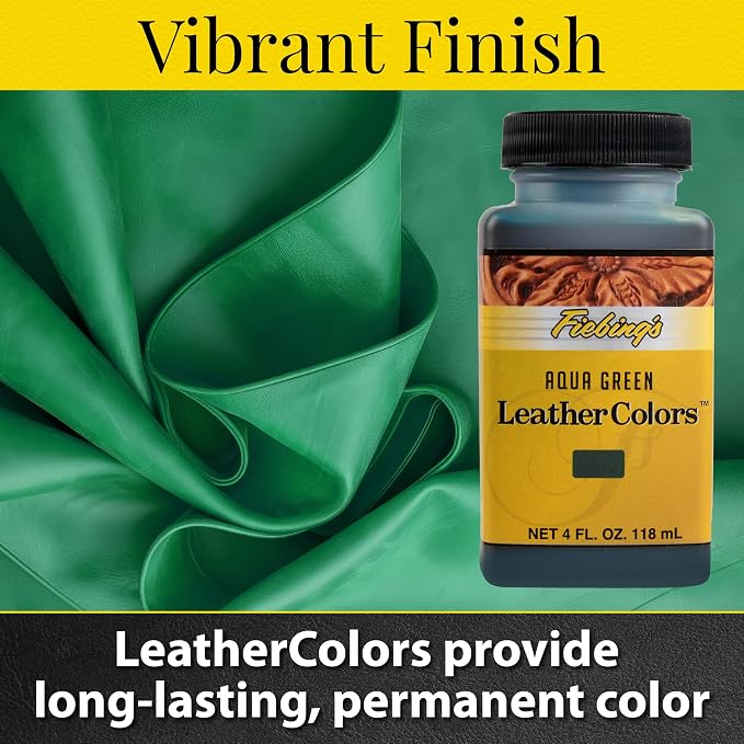 Fiebing's LeatherColors (4 Fl Oz, Aqua Green) - Leather Dye for Natural Leather - Water-Based, Non-Flammable Formula - Permanent & Penetrating Color for Shoes, Boots, Furniture - Safe for Institutions