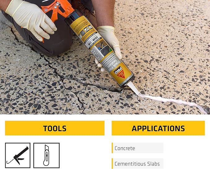 SIKA Sikaflex Crack Flex Sealant - Gray, High-Performance Polyurethane, Self-Leveling, Textured - Waterproof Seal for Horizontal Cracks - 10.1 fl. oz (Pack of 12)