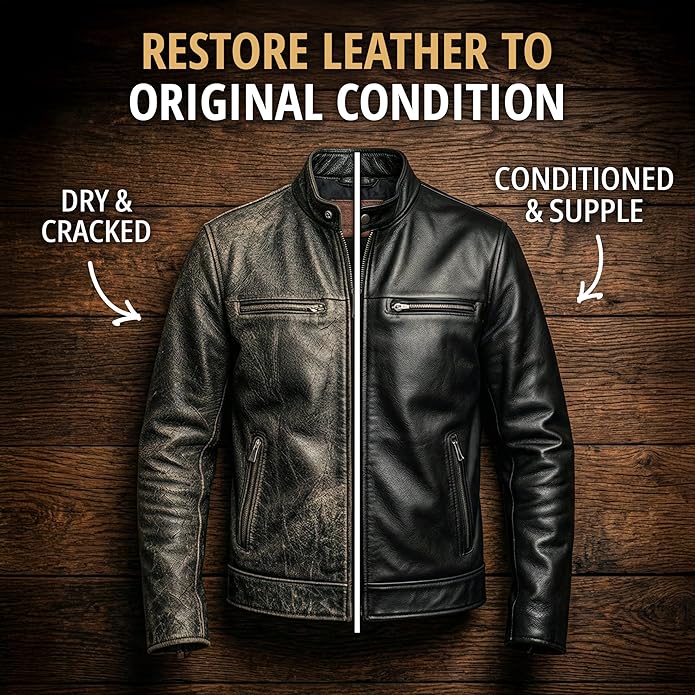 Eagle Leather Jacket Conditioner- Leather Lotion with Cloth for Boots, Jackets, Purses, Handbags & Bags – Lanolin & Natural Oils to Clean, Condition, Restore & Protect All Leather Colors