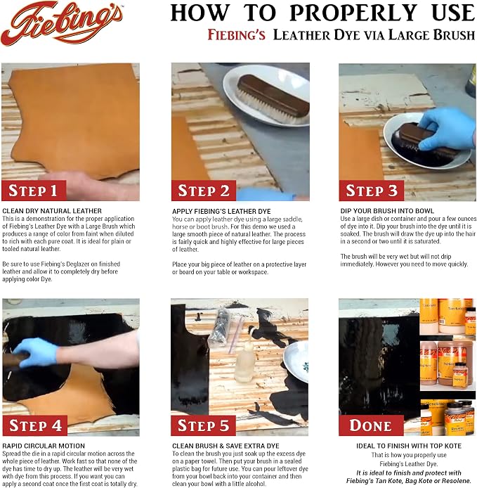 Fiebing's Leather Dye (4 Fl Oz, Mahogany) - Alcohol-Based, Penetrating, Permanent Dye for Shoes, Boots, Belts, Bags, Furniture - Includes Wool Dauber Applicator - Recolor & Restore Leathercraft