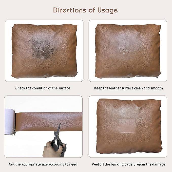KING MOUNTAIN Leather Repair Patch,4 x 63 Inches self Adhesive Leather Repair Tape for Damaged Leather Furniture, Sofa Seating,Car Seats, Leather Goods（White）