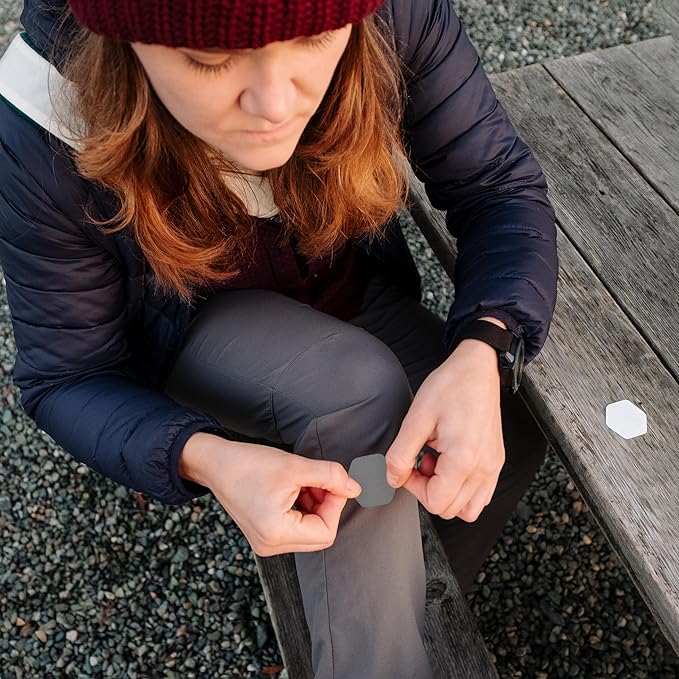 GEAR AID Tenacious Tape Hex – 2.5” & 1.5” Repair Patches (8 Patches: Four 2.5” & Four 1.5”, Gray) – Peel-and-Stick Outdoor Nylon Fabric to Fix Holes and Burns in Down Jackets, Rain Gear and Tents