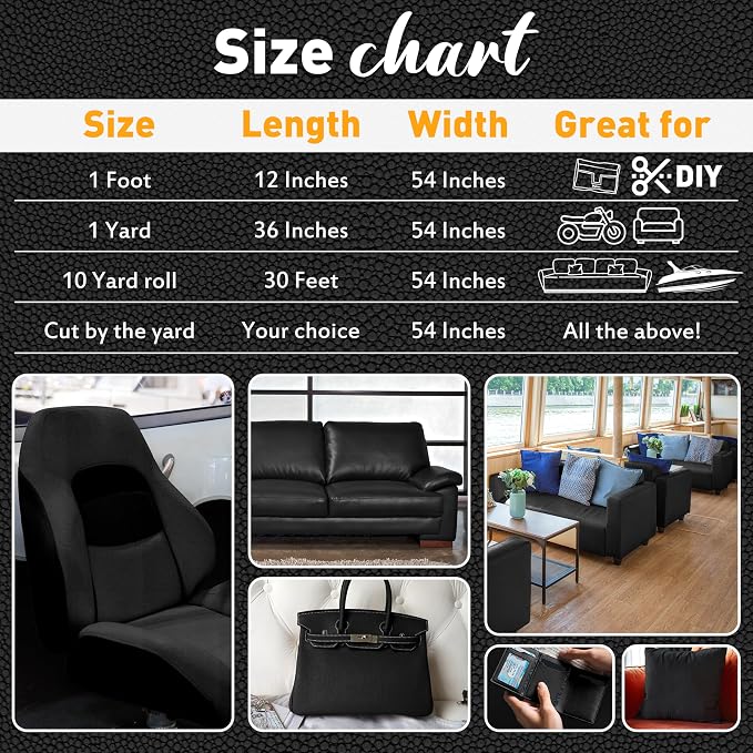 Self-Adhesive Marine Vinyl Faux Leather: Meneng 5 Yard Roll Heavy Duty Boat Seat Vinyl - Waterproof & Scratch-Resistant for Marine Upholstery - Leather Repair Patch for Furniture Sofa Couch