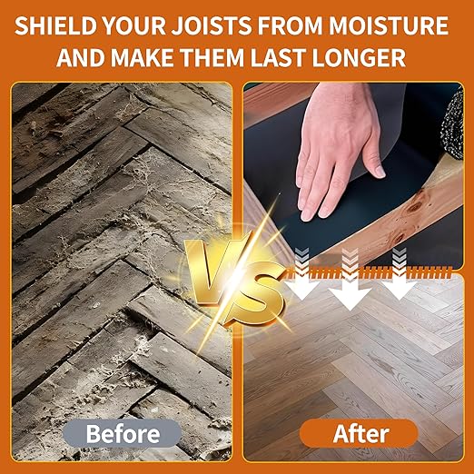 12 Pack Deck Joist Tape, 1-5/8" x 50' Deck Butyl Tape,Waterproof Joist Tape, Weather Resistance Flashing Tape for Repairing Seal Protect Beams and Wood Decks
