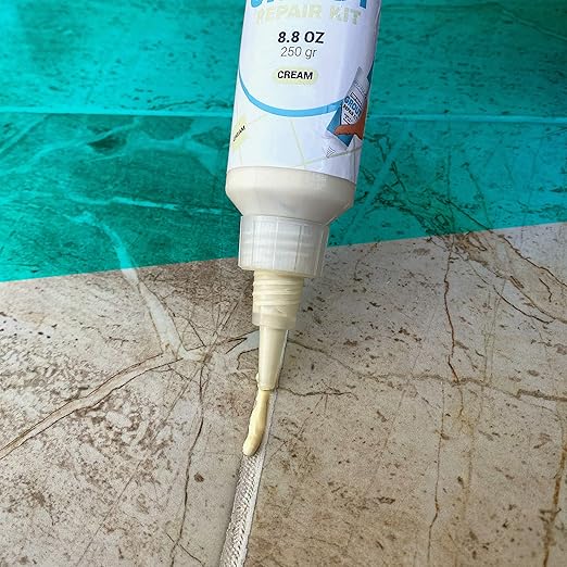 PentaUSA Cream Ivory Tile Grout Repair Kit - Premixed Sanded Grout for Bathroom Shower Kitchen Floor, Beige Collection, Water-Resistant Filler Tube with Applicator, Easy DIY Restore (8.8oz / 250g)
