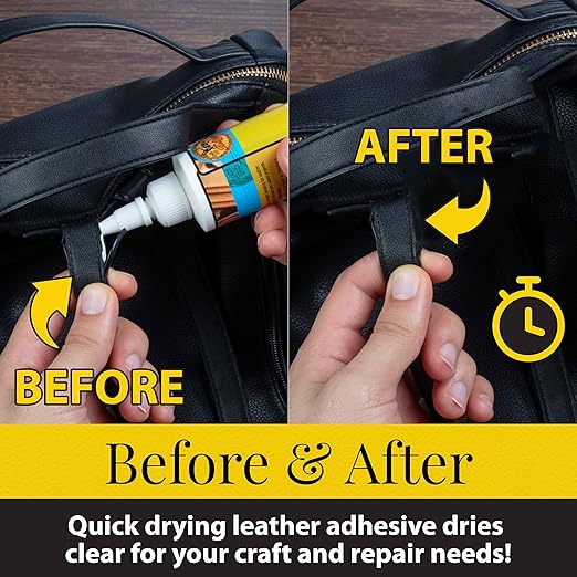 Fiebing's Leathercraft Cement - Leather Glue Adhesive (2 Pack, 4 oz Each) - Quick Drying, High Strength, Flexible, Non-Toxic, Permanent Bonding Leather Repair for Jackets, Shoes, Furniture, Purse