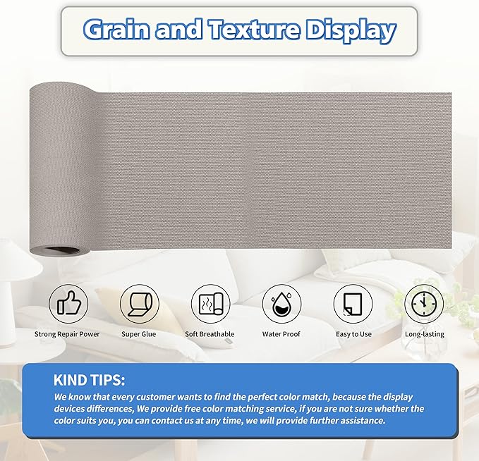 KING MOUNTAIN Canvas Repair Tape,Outdoor Gear Patch, 4×63 Inches,Waterproof,Self-Adhesive for Repairing Boat Covers,Sun Shades,Sofas,Tents,Lounge Chairs,Awnings (Light Grey)