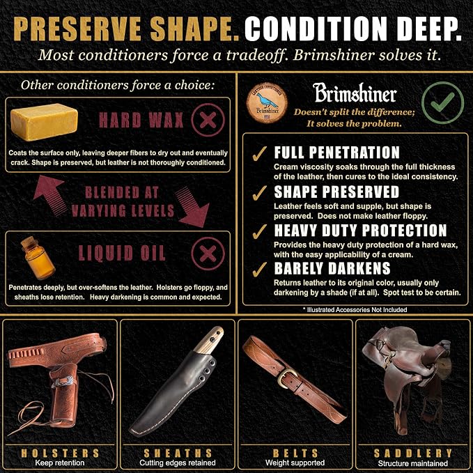 Leather Conditioner for Saddles, Holsters, Boots, Belts, 8.5 oz | Nourishes Stiff, Dry Gear, Preserves Shape, Minimal Darkening, Deep-Penetrating, Water Resistant