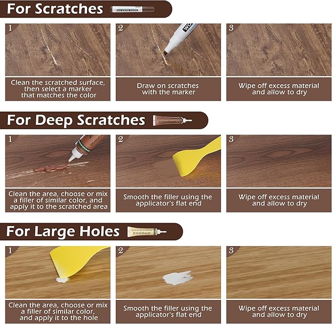 Oriflame Wood Furniture Repair Kit: 12-Color Filler and 8-Color Markers - Wood Touch Up for Scratches/Cracks/Holes/Stains in Floors/Table/Cabinets(Hardwood/Laminate)