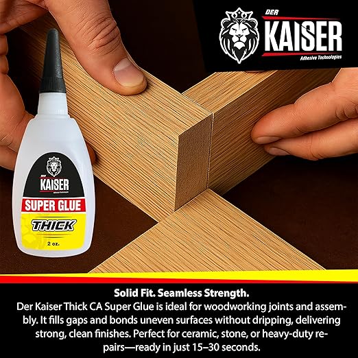Thick Cyanoacrylate (CA) Super Glue – 4 Pack (4 x 2 oz Bottles) – Gap-Filling Adhesive for Wood, Marble, Stone, and Heavy-Duty Applications
