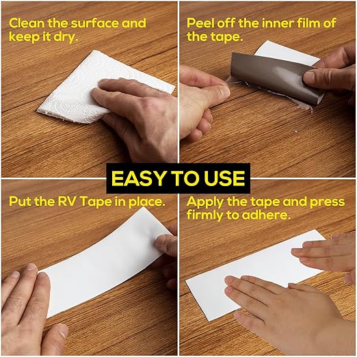 RV Sealant Tape, White, 2 Inch x 50 Feet, Roof Patch Repair Tape, Roofing Tape for RV, Waterproof Leak Tape for RV puncture, Boat Sealing, Awning, Canopy, Tents, Camper, Greenhouse and Tarpaulin