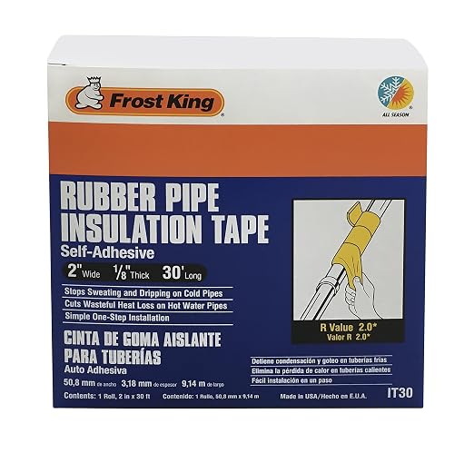 Frost King IT30/8 Rubber Insulation Tape, 2in Wide x 1/8in Thick x 30ft Long, Black