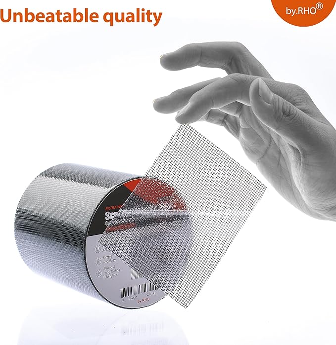 by.RHO Window Screen Repair Kit Tape. Black XL(15FT). 3-Layer Strong Adhesive & Waterproof Fiberglass Covering Wire mesh Repair for Window Screen and Screen Door tears Holes Screen Repair kit