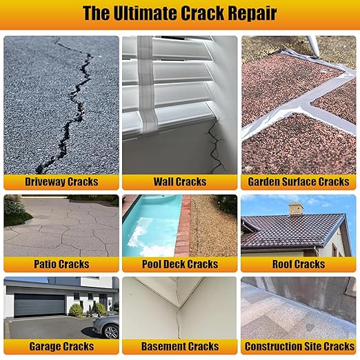 Concrete Crack Filler, 2 PCS Self-Leveling Cement Sealant, Quick-Drying Adhesive Repair for Driveways, Sidewalks, Patios, Outdoor Joint Filler, Gray