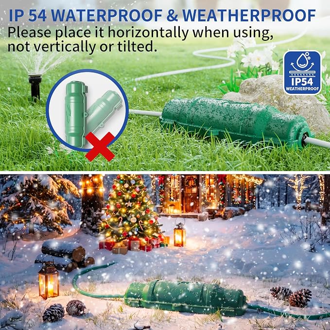6 Pack Outdoor Extension Cord Safety Cover with Waterproof Seal IP54 Water-Resistant, Weatherproof Electrical Connection Box with 2 Latches, Plug, Socket, Holiday Decoration Light,Green