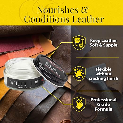 Kelly's White Shoe Polish 1.5 oz - Professional Leather Shoe Cream