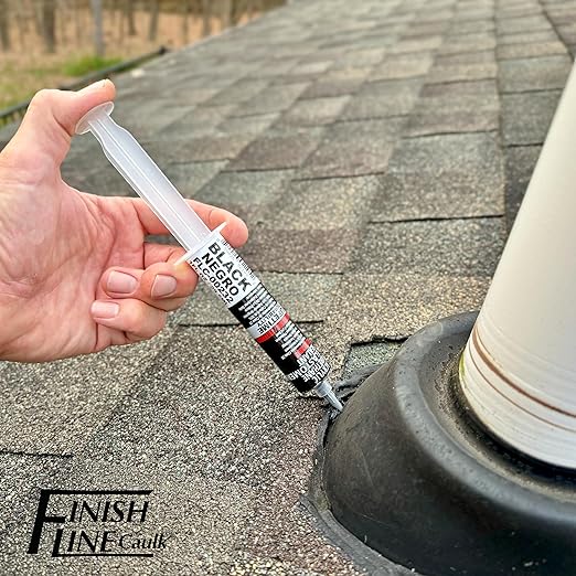 – Acrylic Urethane Elastomeric Sealant – Pre-Filled Precision Caulk Gun – Black – 1 oz Tube – Flexible & Durable Sealant for Trim, Baseboards, and Small Cracks *Dries Gloss Black