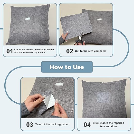 BESEZX Linen Fabric Repair Patch，3 PCS 9 * 11 Inch Self-Adhesive Couch Fabric Patch for Furniture, Sofa, Chair, Upholstery. (Fine,Dark Grey)