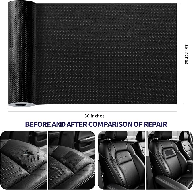 Besezx Leather Repair Patch Tape Kit, Breathable Self Adhesive Leather Repair for Furniture, Couch, Sofa, Car Seats,Office Chair,Vinyl Repair Kit.30inx16in