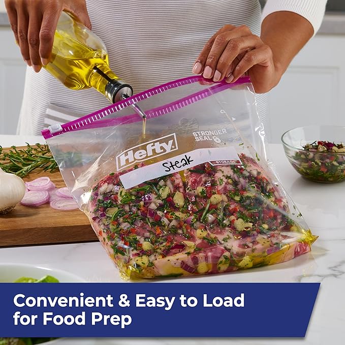 Hefty Slider Kitchen Storage Bags, Gallon Size, 66 Count (Pack of 4)