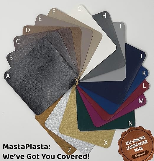 MastaPlasta Original Self-Adhesive Leather Patches for Furniture Repair - Mid-Brown 11" x 8" (28 x 20 cm). Upholstery-Quality Patch for Leather Chair, Leather Patch for Car Seat Repair