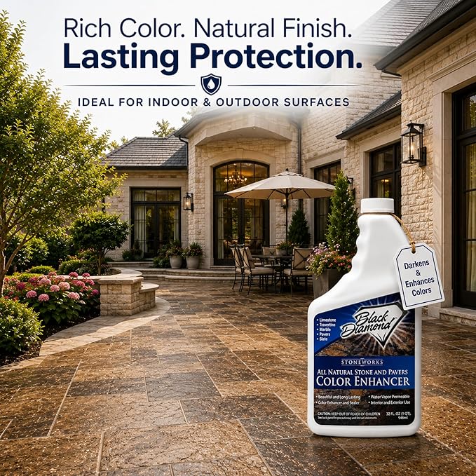 Color Enhancer Sealer for All-Natural Stone and Pavers. Marble, Travertine, Limestone, Granite, Slate, Concrete, Grout, Brick, Block. (Trial)
