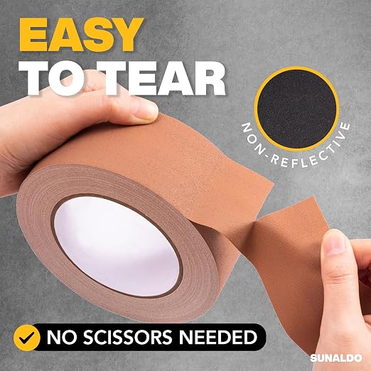 Gaffers Tape Heavy Duty, Easy to Rip, Residue-Free Professional Grade Floor Tape for Electrical Cords, Matte Finish Non Reflective, Weather Resistant (3, Brown, 2" x 30 Yards)