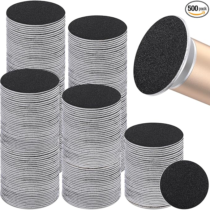 Gisafai 500 Pcs Sanding Replacement Pad Sandpaper Disk for Electric Foot File Callus Remover Tool Foot File Disc for Men Women Cracked Heels Dead Skin (180grit)