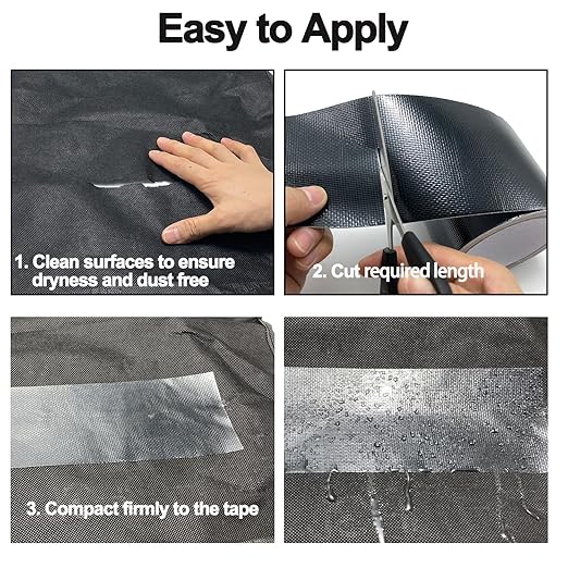 Awning Repair Tape Waterproof, Heavy Duty Outdoor Repair Tape for Tarp, Canvas, Tent, Boat Covers, Canopy, Sail Tape, Tent Repair Kit, UVproof and Heat-Resistant, Black
