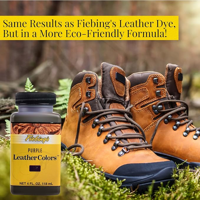 Fiebing's LeatherColors (4 Fl Oz, Purple) - Leather Dye for Natural Leather - Water-Based, Non-Flammable Formula - Permanent & Penetrating Color for Shoes, Boots, Furniture - Safe for Institution Use