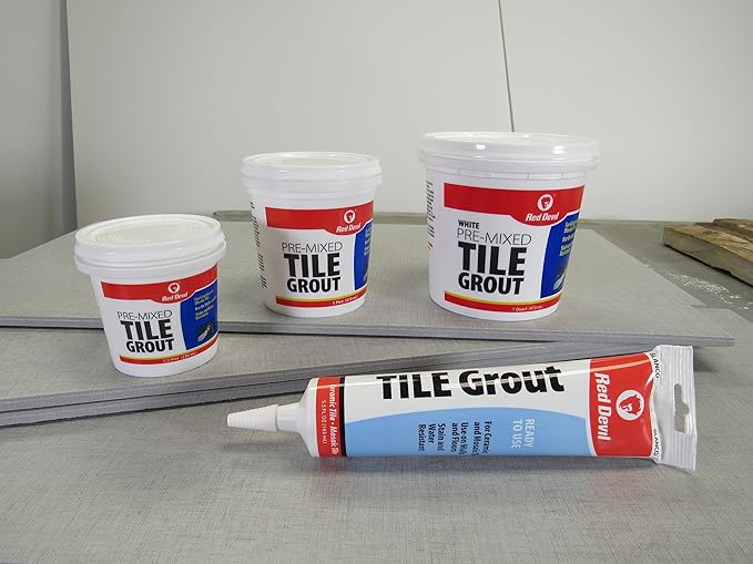 Red Devil 0425 Pre-Mixed Tile Grout - Professional Quality, Excellent Adhesion, Ideal for Wall & Floor Use - 5.5 oz, White, Pack of 12, Made in USA