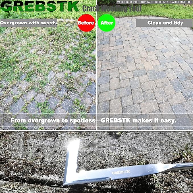 GREBSTK Crack Weeder Crevice Weeding Tool Stainless Steel Manual Weeder Beech Handle Gardening Tool
