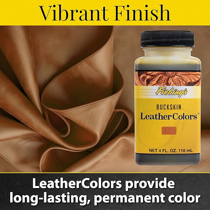 Fiebing's LeatherColors (4 Fl Oz, Buckskin) - Leather Dye for Natural Leather - Water-Based, Non-Flammable Formula - Permanent & Penetrating Color for Shoes, Boots, Furniture - Safe for Institutions