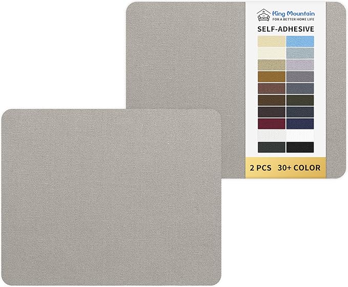 KING MOUNTAIN Canvas Repair Patch 9 x11 Inch 2 Pcs Self-Adhesive Waterproof Fabric Patch for Sofas, Tents, Furniture,Tote Bags, Car Seats (Light Grey)