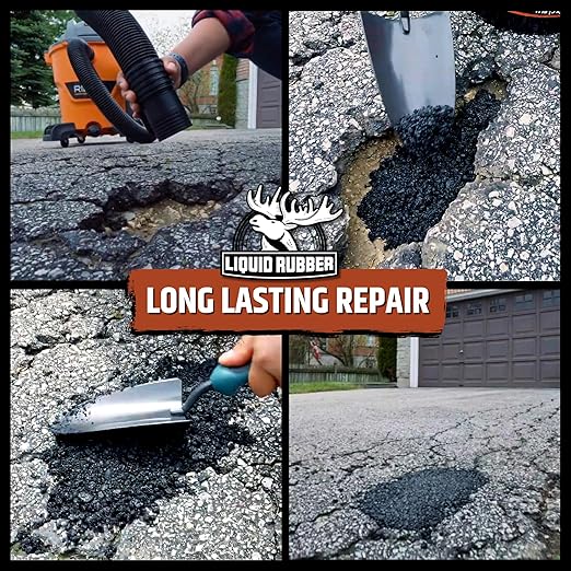 Liquid Rubber Asphalt Patch – 44lb Pail Ready-to-Use Pothole Repair for Driveways, Parking Lots, Pathways & Roads – Easy All-Weather Application – No Mixing Required