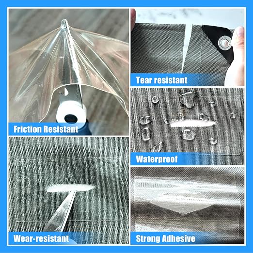 Clear TPU Inflatable Patch Kit for Bounce House, Pool Floats, Air Mattress, Waterproof Inflatable Decoration Repair Tape for RV Awning, Canopy, Tarp Tent, Sail and Boat Cover(4inch x7ft)