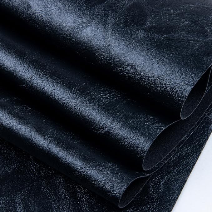 Faux Leather Fabric Sheet, 36 x 54 Inches, Texture Synthetic Material for DIY Crafts, Leather earings,Upholstery, Automotive, Sofa Projects Individual 1 Yard Cut (Black, One Yard)