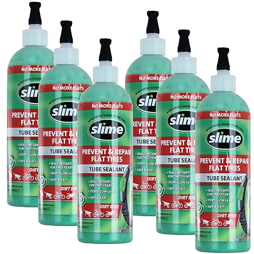 Slime 10004-6PK Dirt Bike Tube Puncture Repair Sealant, Prevent and Repair, suitable for all Dirt Bikes with Tubes, Non-Toxic, Eco-Friendly, 6 x 16oz bottle