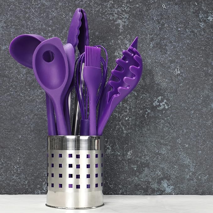 Chef Craft Premium Silicone Spoon Spatula, 11.5 inch, Purple