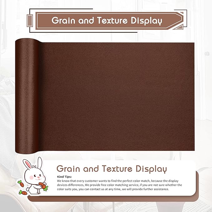 KING MOUNTAIN Leather Repair Patch,16 x 60 Inches self Adhesive Leather Repair Tape for Damaged Leather Furniture, Sofa Seating,Car Seats, Leather Goods（New Brown）