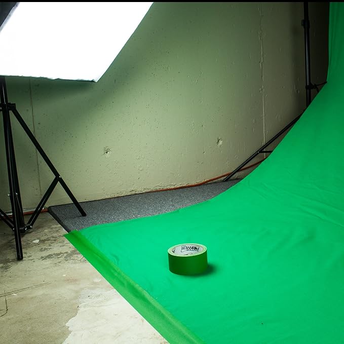 Green Screen Tape – Chroma Key Gaffer Tape for Photography, Video & Film – Non-Reflective Matte Finish, Residue-Free Removal, Strong Hold for Studio, Lighting & Background Setup (Green)